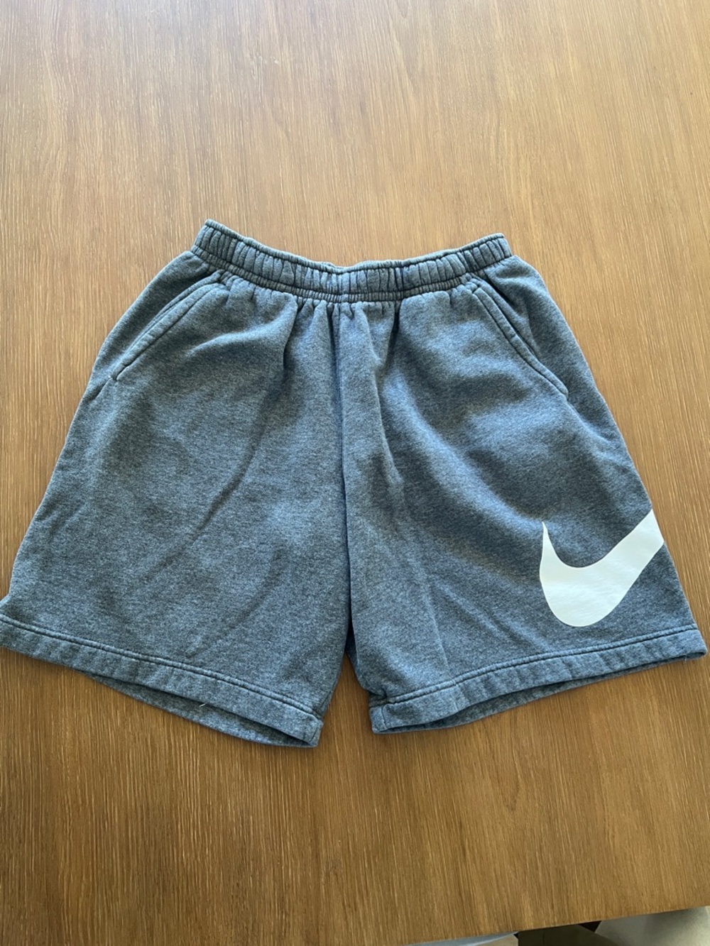 Nike Kids Gray Sweat Shorts with White Swoosh